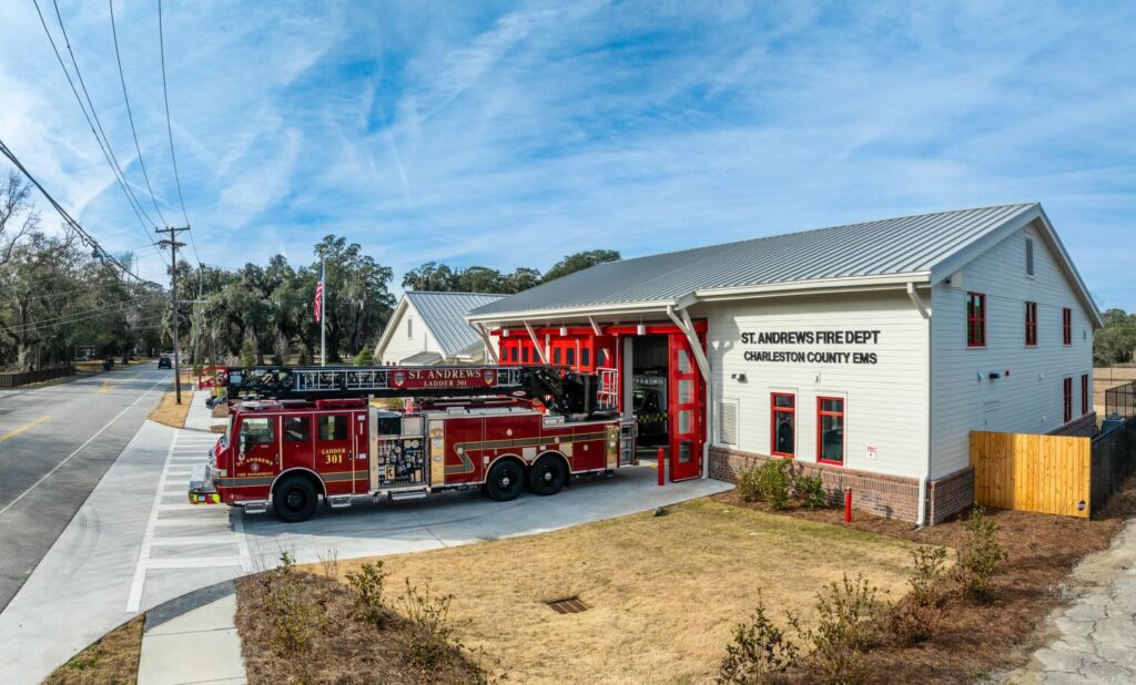 A closer look at the new St. Andrews Fire Station No. 3 in West Ashley. 🚒 This modern, co-located fire and EMS facility is designed to enhance response times, strengthen collaboration, and better serve a growing community. The station represents a long-term investment in safety, resilience, and the people who protect our region every day. At Trident Construction, we are proud to build facilities that strengthen communities and stand the test of time.

#SAPSD #standrewsfireandrescue #tridentconstruction #teambuild