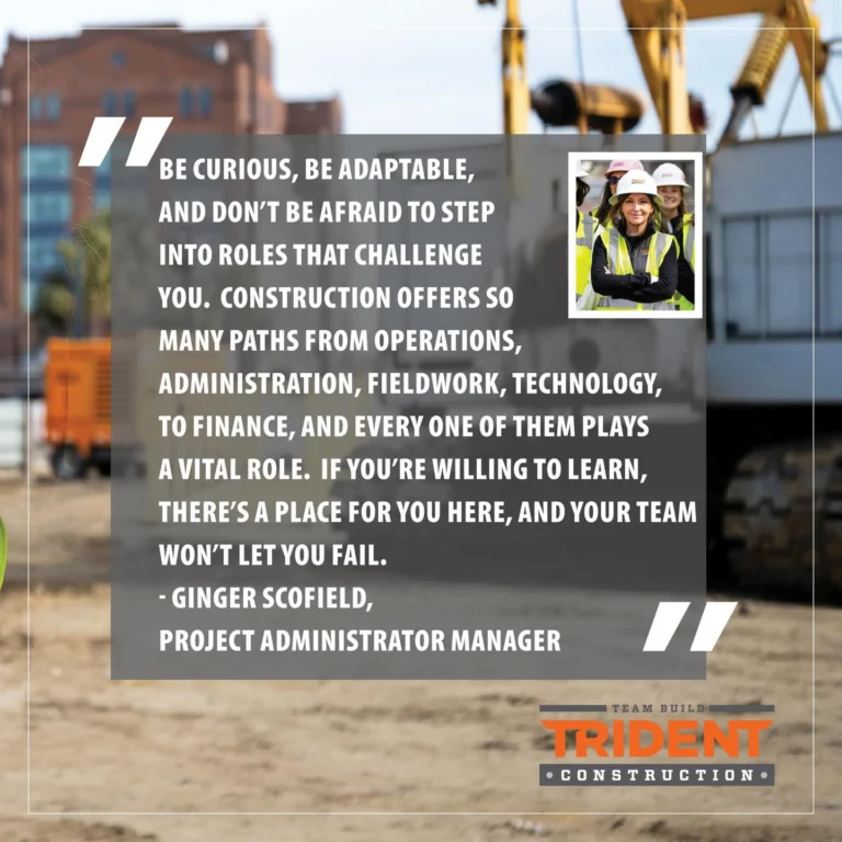 Say hello to Ginger Scofield!👋

For more than 17 years, Ginger has been an integral part of Trident Construction, serving in a wide range of roles including payroll, accounting, human resources, marketing, business development, and now project administration. Her experience across nearly every facet of our operations gives her a unique understanding of what it takes to deliver successful projects and support a strong team.

Ginger embodies our team-build mentality, leading by example and investing in those around her. She takes pride in seeing more women step into leadership roles, knowing the work being done today is opening doors for the next generation.

We are grateful for Ginger’s leadership and lasting impact, and we’re proud to celebrate the example she sets for our team and our industry.

#womeninconstruction #womeninconstructionweek #wicweek